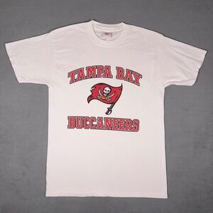 Tampa Bay Buccaneers T Shirt NFL Flag Logo White Crew Neck Short Sleeve 2000s